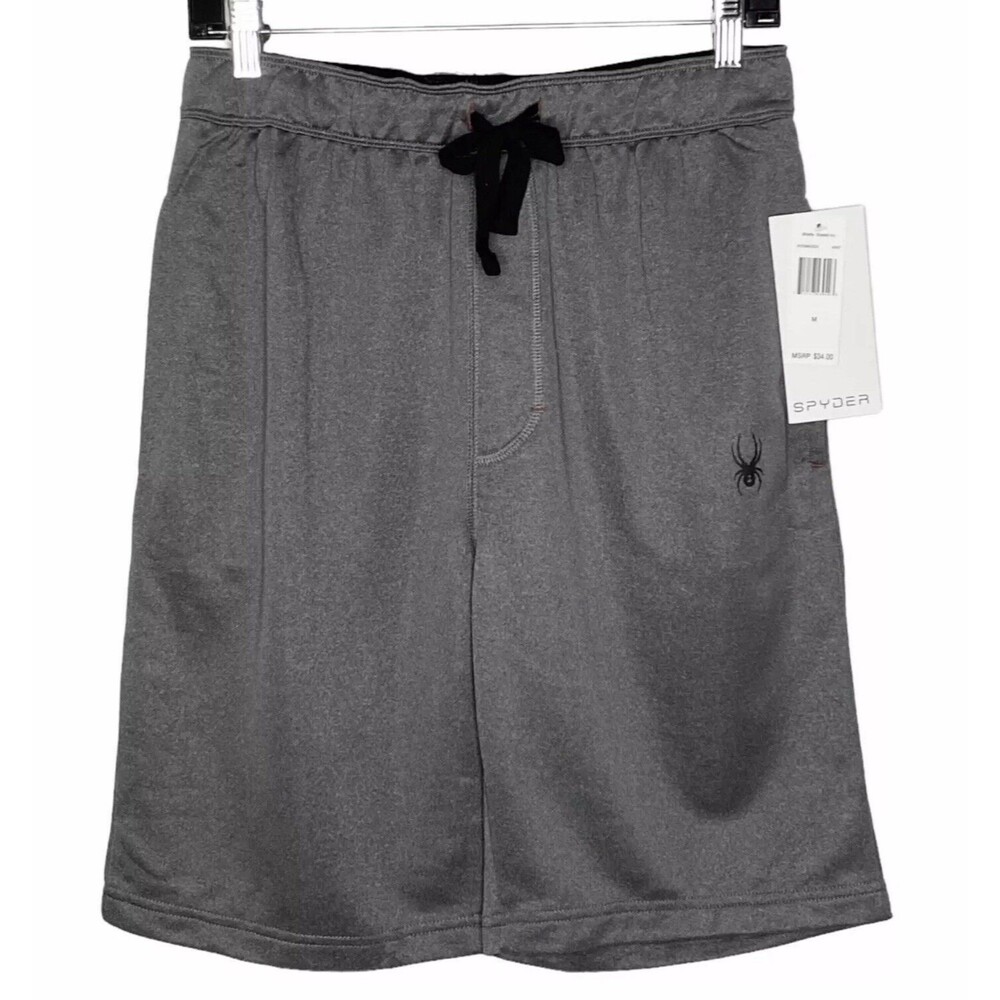 Spyder Mens Shorts M Gray Athletic Training Elastic Drawstring Sports Gym NEW